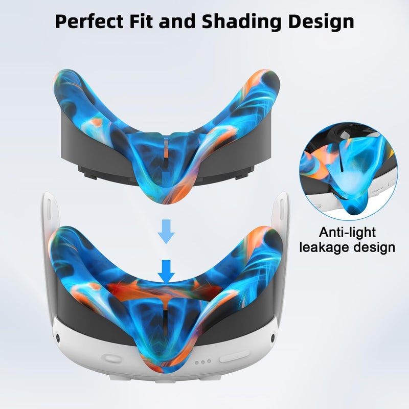 Relohas Deluxe 5 in 1 Silicone Accessories for Meta Quest 3, VR Protective Case Set, Controller Grip Cover, VR Shell Cover, Face Cover, Gifts for Christmas & Halloween (Aurora) - Image 3